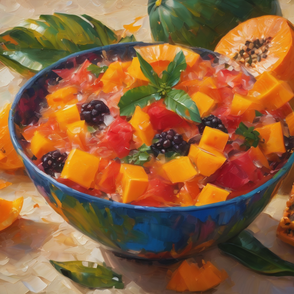 A punch bowl with an assortment of tropical fruits.