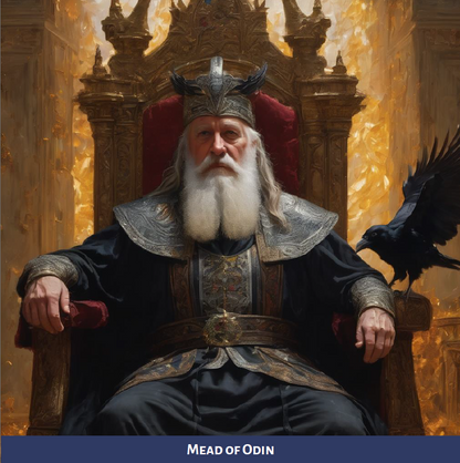 Odin, The All-Father, sat on a throne.